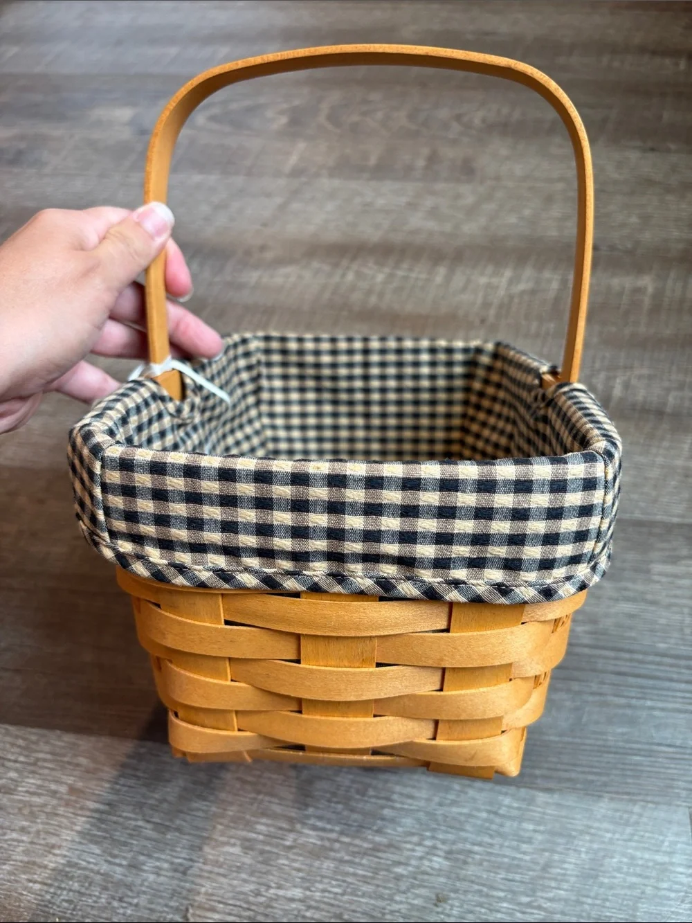 Longaberger Woven Basket Handle Gingham Liner 6”H